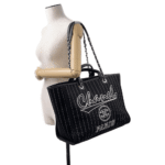CHANEL Deauville 2wayTote Bag Black A66941 Cotton Leather - Image 5