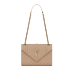 Saint Laurent ENVELOPE MEDIUM IN QUILTED GRAIN DE POUDRE EMBOSSED LEATHER