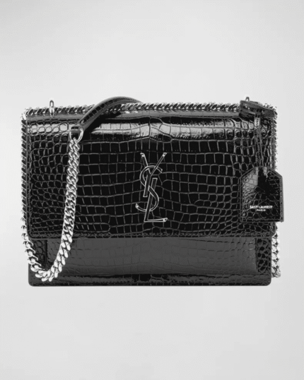 Saint Laurent Sunset Medium In Crocodile Embossed Shiny Leather