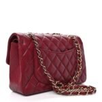 CHANEL Lambskin Quilted Medium Double Flap Burgundy - Image 2