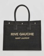 Saint Laurent Rive Gauche Small Tote Bag in Raffia - Image 2