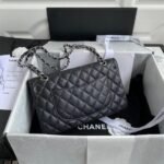 CHANEL CLASSIC HANDBAG Grained Calfskin & Silver Metal - Image 7