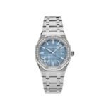 Audemars Piguet Royal Oak 77451ST.ZZ.1361ST.01 ‘Ladies’ Selfwinding ’50th Anniversary’ Stainless Steel Light Blue Dial Diamond Bezel (2023)