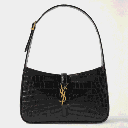Saint Laurent Le 5 A 7 YSL Shoulder Bag in Croc-Embossed Leather