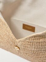 Saint Laurent Cassandre Large Envelope Pouch in Raffia - Image 3