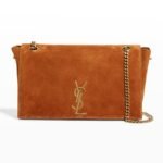 Saint Laurent Medium Double-Sided Lettering Kate Crossbody Bag in Calfskin and Crocodile-Embossed Suede