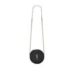 SAINT LAURENT VINYLE ROUND QUILTED GRAIN LEATHER ROUND BAG