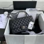 CHANEL CLASSIC HANDBAG Grained Calfskin & Silver Metal - Image 2