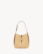 Saint Laurent le 5 à 7 supple small in raffia and leather