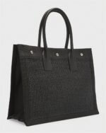 Saint Laurent Rive Gauche Small Tote Bag in Raffia - Image 5