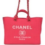 Chanel Medium Deauville Shopping Tote Hot Pink Canvas Light Gold Hardware - Image 7