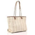 Chanel Mixed Fibers Calfskin Striped Deauville Tote Beige - Image 2