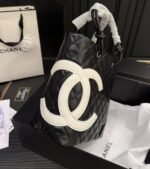 Chanel Black Quilted Lambskin Leather Medium Cambon Tote - Image 6
