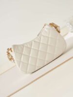 Chanel AS4422 23K Hobo Bag Lambskin Gold Metal White - Image 10