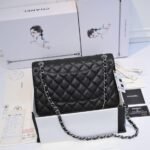 CHANEL LARGE CLASSIC HANDBAG Grained Calfskin & Silver Metal - Image 4