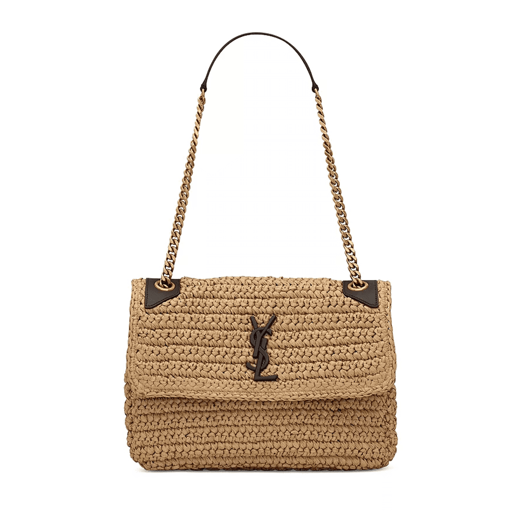 k1 Saint Laurent Niki Medium Chain Bag in Raffia and Leather - Image 1