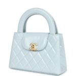 Chanel Small Kelly Shopper Light Blue Shiny Aged Calfskin Brushed Gold Hardware - Image 2