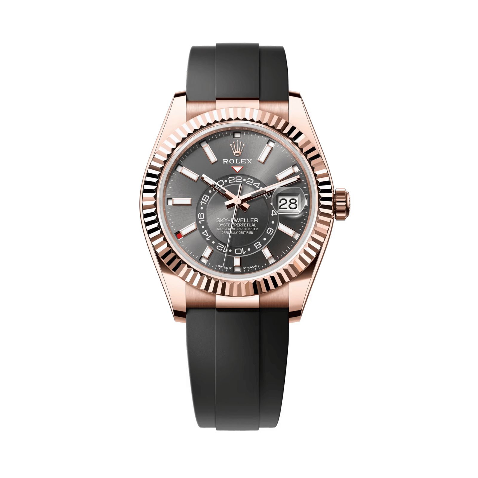nVEc2IiM-rolex-sky-dweller-336235-rose-gold-slate-dial-2024-rolex-1160330922 Rolex Sky-Dweller 336235 Rose Gold Slate Rhodium Dial (2024) - Image 1