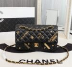 Chanel Lambskin Quilted Medium Rue Cambon Charms Double Flap Black - Image 2