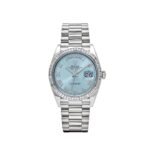 Rolex Day-Date 36 128396TBR Platinum Ice Blue Dial Diamond Bezel (2024)