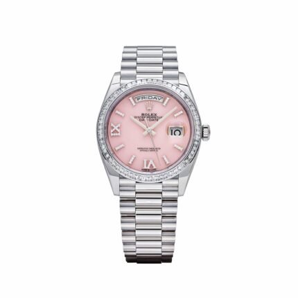 Rolex Day-Date 36 128396TBR Platinum Pink Opal Diamond Dial and Bezel