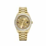 Rolex Day-Date II 218398 Yellow Gold Champagne Dial Diamond Bezel