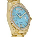 Rolex Day-Date 36 128348RBR Yellow Gold Diamond Bezel Turquoise Diamond Dial - Image 5