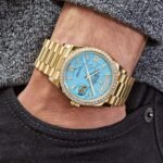 Rolex Day-Date 36 128348RBR Yellow Gold Diamond Bezel Turquoise Diamond Dial - Image 2