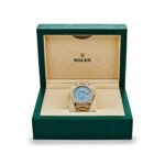 Rolex Day-Date 36 128348RBR Yellow Gold Diamond Bezel Turquoise Diamond Dial - Image 7