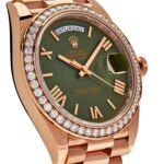 Rolex Day-Date 40 228345RBR Rose Gold Olive Green Dial Diamond Bezel - Image 3