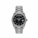 Rolex Day-Date 40 228349RBR White Gold Black Dial Diamond Bezel (2021)