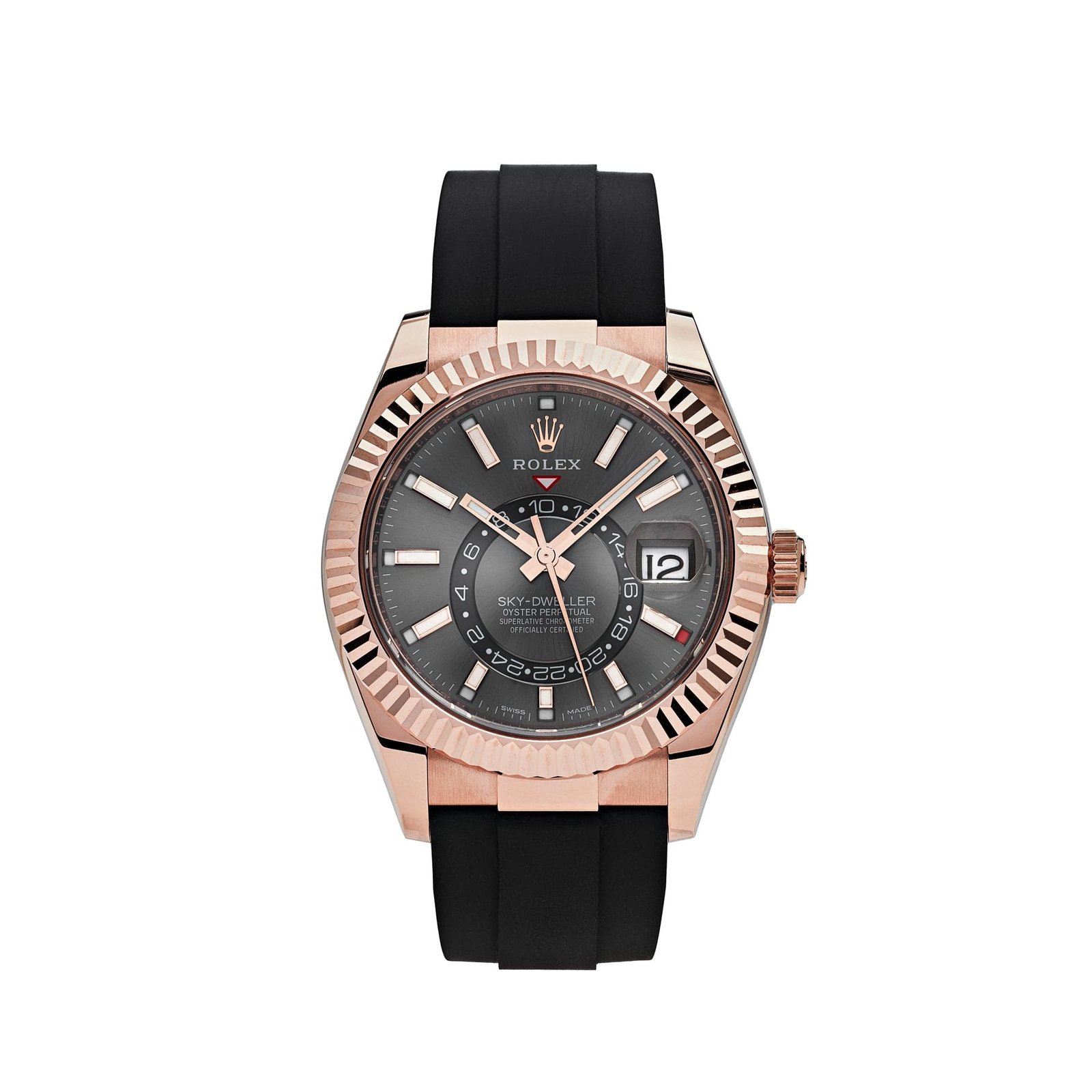 rolex-sky-dweller-rose-gold-rhodium-dial-rubber-strap-326235-rolex-40271101919476 Rolex Sky-Dweller 326235 Rose Gold Rhodium Dial - Image 1