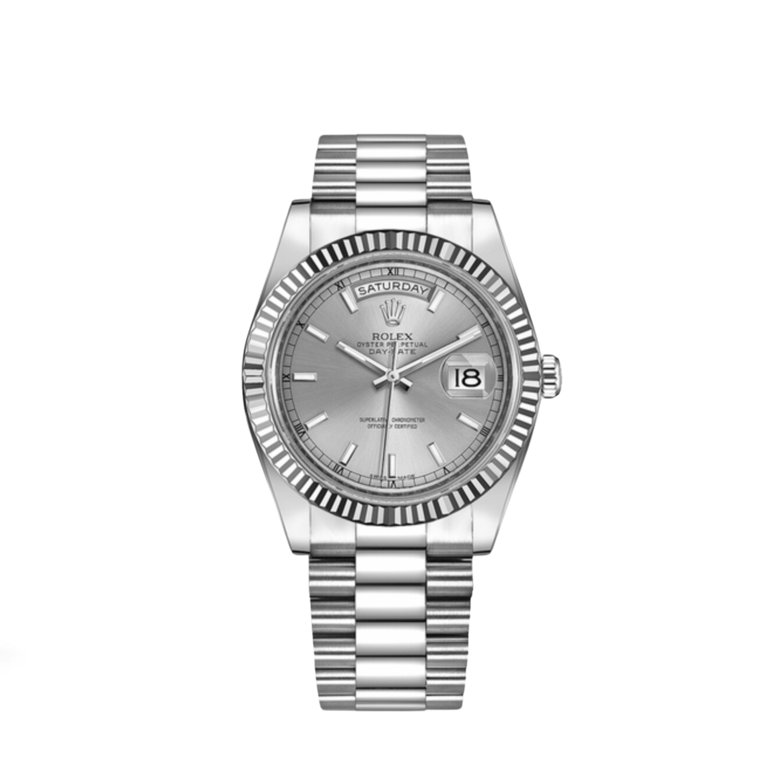 s6UiBZSP-rolex-day-date-ii-218239-white-gold-silver-dial-2022-rolex-42147572809972 Rolex Day-Date 36 218239 White Gold Silver Dial (2022) - Image 1