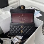 CHANEL SMALL CLASSIC HANDBAG Grained Calfskin & Gold Metal (top quality) - Image 8