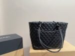 CHANEL Calfskin Quilted Large Cambon Tote Black White - Image 4