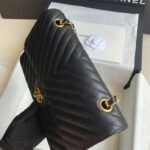 Chanel Classic Chevron Tweed Medium Flap Glod - Image 7