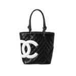 Chanel Black Quilted Lambskin Leather Medium Cambon Tote