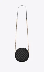 SAINT LAURENT VINYLE ROUND QUILTED GRAIN LEATHER ROUND BAG - Image 4
