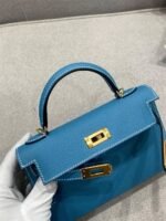 Hermès Mini Kelly Bleu Jean Epsom Gold Hardware - Image 8